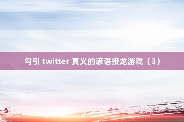 勾引 twitter 真义的谚语接龙游戏（3）