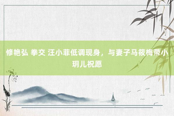 修艳弘 拳交 汪小菲低调现身，与妻子马筱梅带小玥儿祝愿